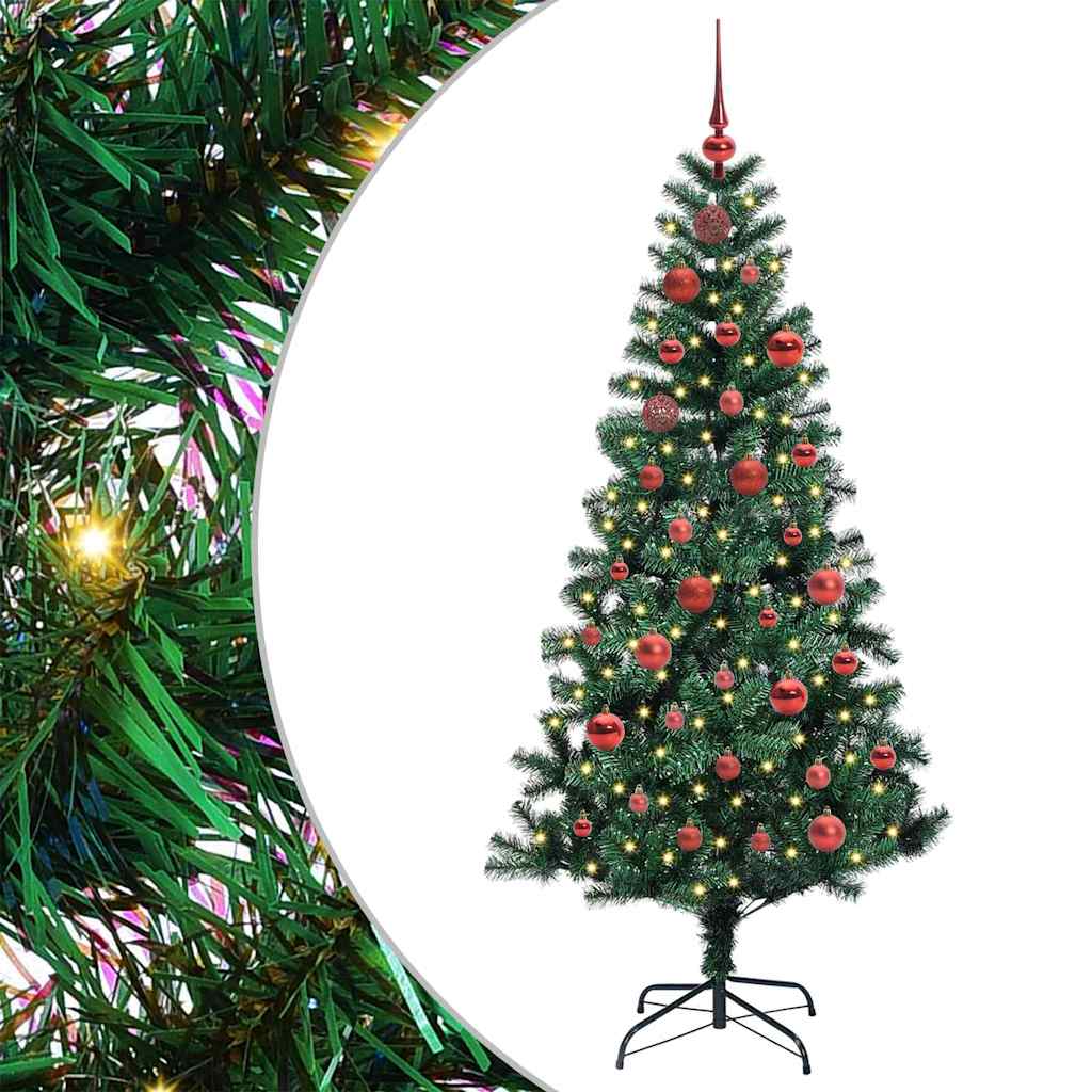 vidaXL Artificial Pre-lit Christmas Tree Green 150 cm PVC and Metal - 49855