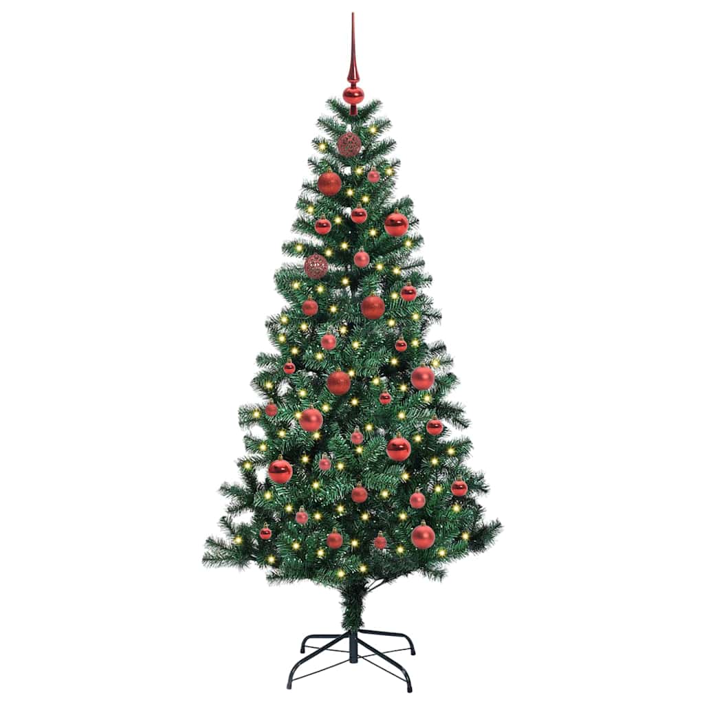 vidaXL Artificial Pre-lit Christmas Tree Green 150 cm PVC and Metal - 49855