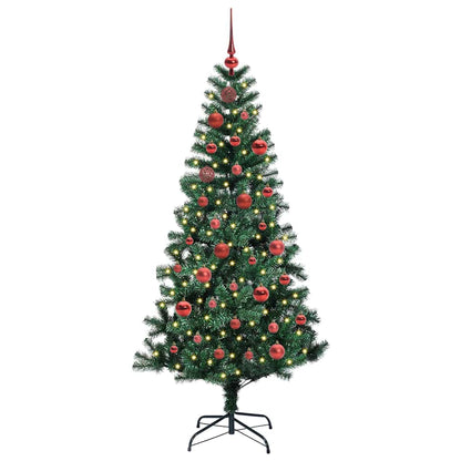 vidaXL Artificial Pre-lit Christmas Tree Green 150 cm PVC and Metal - 49855