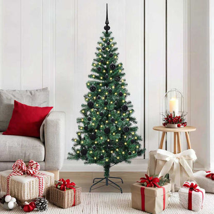 vidaXL Artificial Pre-lit Christmas Tree Green 150 cm PVC and Metal - 49862