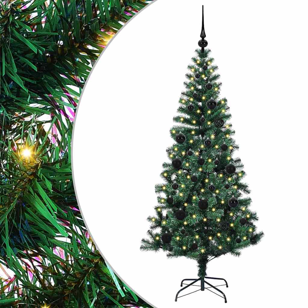 vidaXL Artificial Pre-lit Christmas Tree Green 150 cm PVC and Metal - 49862