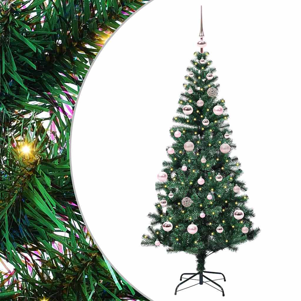 vidaXL Artificial Pre-lit Christmas Tree Green 150 cm PVC and Metal - 49863