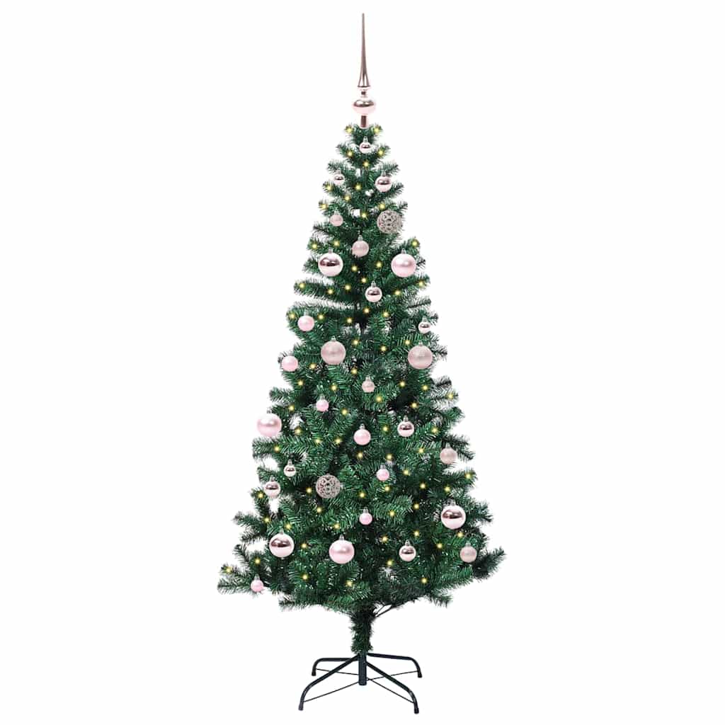 vidaXL Artificial Pre-lit Christmas Tree Green 150 cm PVC and Metal - 49863