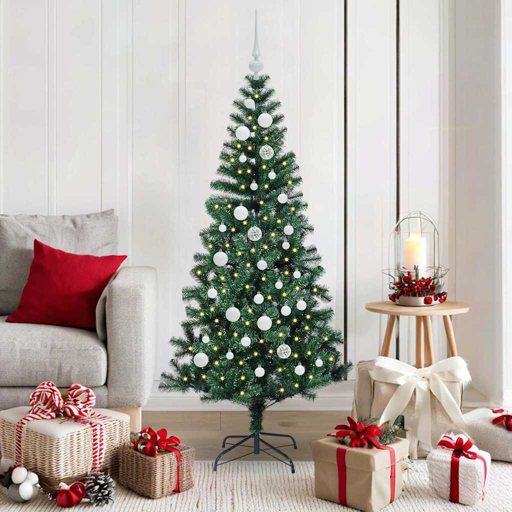 vidaXL Artificial Pre-lit Christmas Tree Green 150 cm PVC and Metal - 49865
