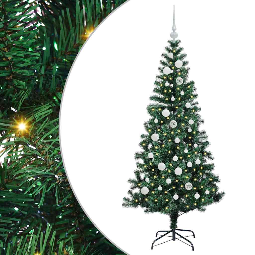 vidaXL Artificial Pre-lit Christmas Tree Green 150 cm PVC and Metal - 49865