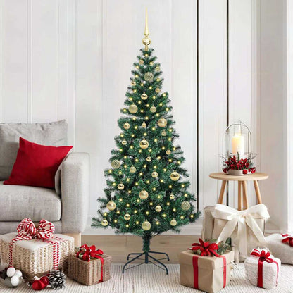 vidaXL Artificial Pre-lit Christmas Tree Green 150 cm PVC and Metal - 49876