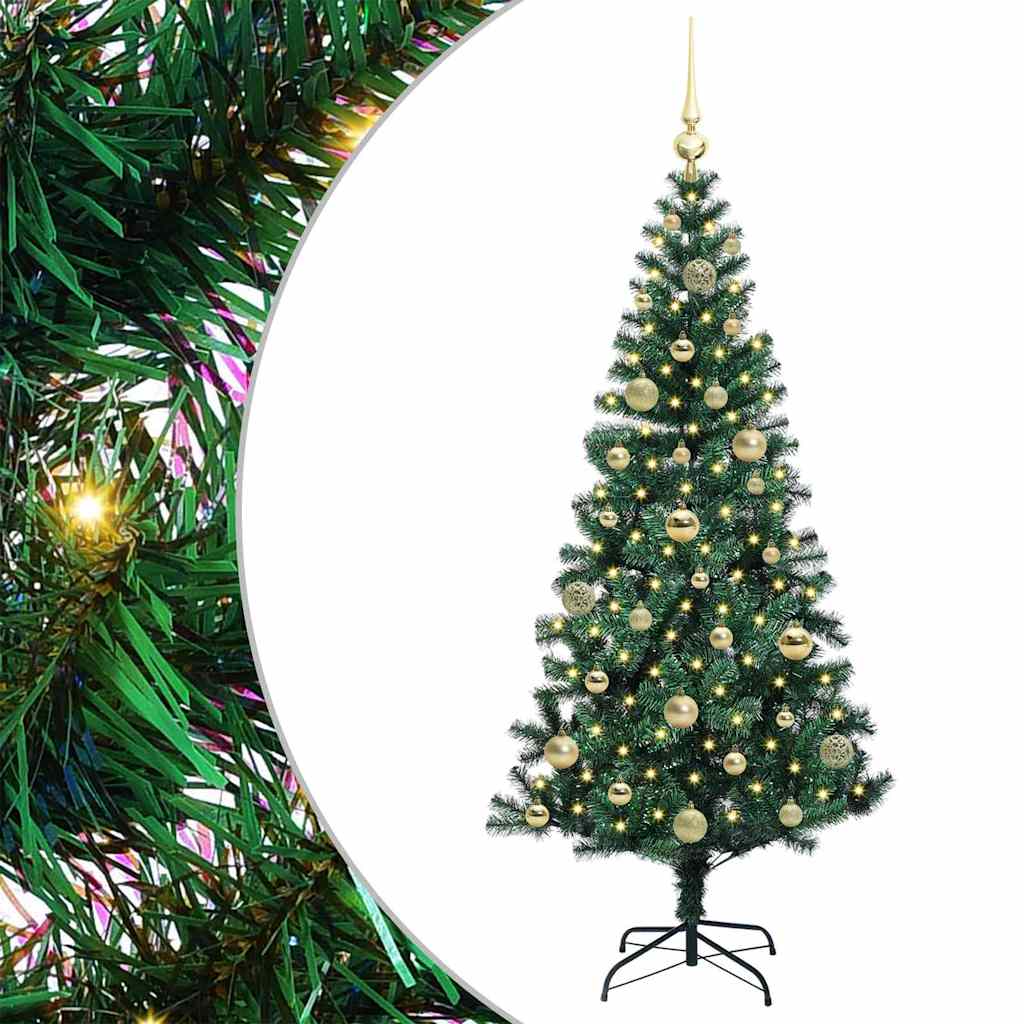 vidaXL Artificial Pre-lit Christmas Tree Green 150 cm PVC and Metal - 49876