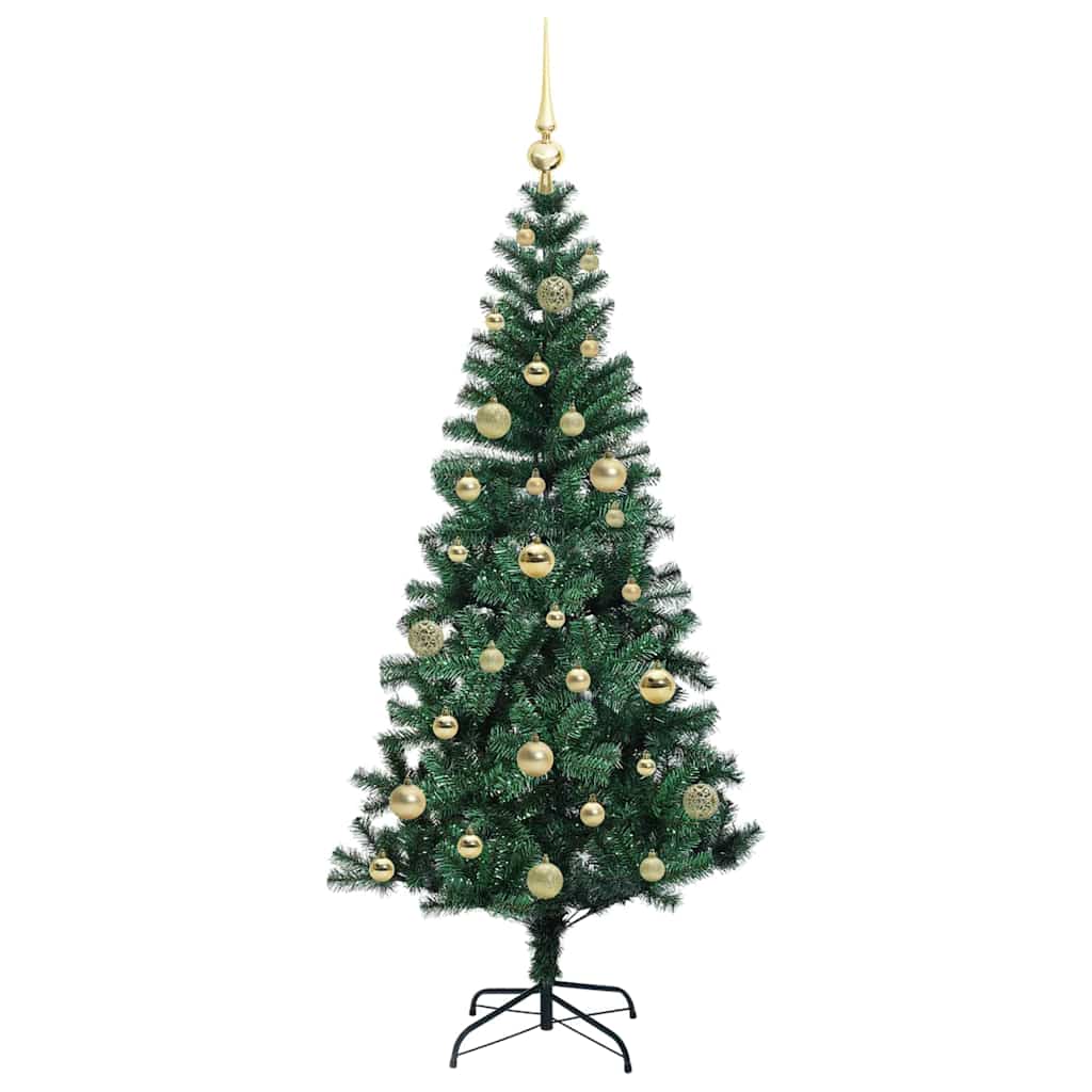 vidaXL Artificial Pre-lit Christmas Tree Green 150 cm PVC and Metal - 49876