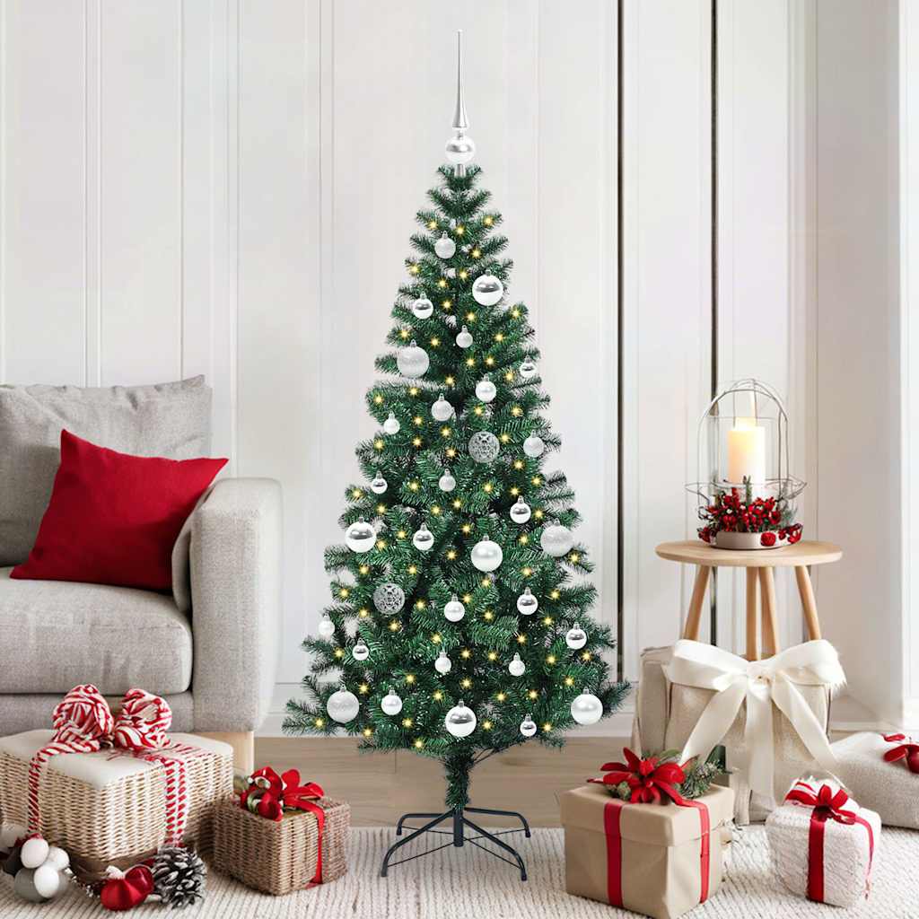 vidaXL Artificial Pre-lit Christmas Tree Green 150 cm PVC and Metal - 49883
