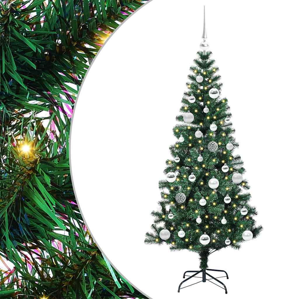 vidaXL Artificial Pre-lit Christmas Tree Green 150 cm PVC and Metal - 49883