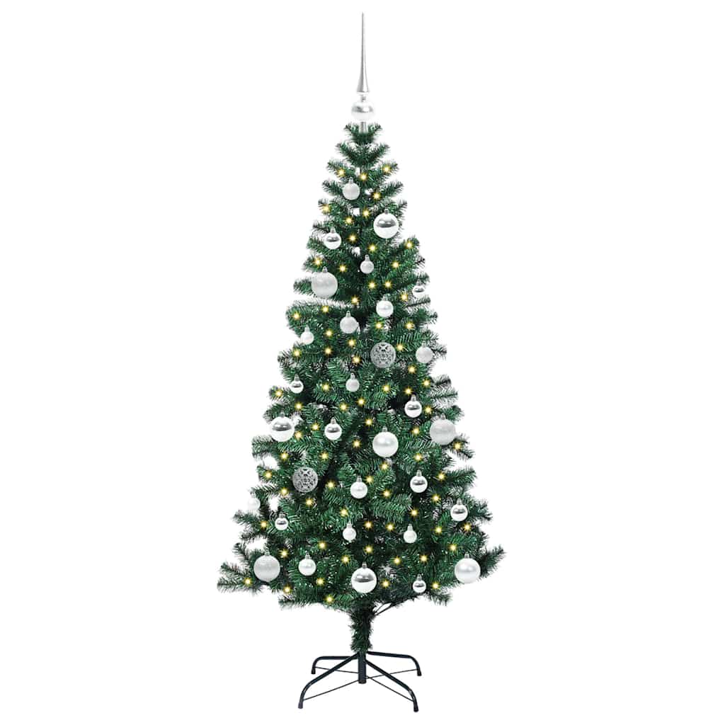 vidaXL Artificial Pre-lit Christmas Tree Green 150 cm PVC and Metal - 49883