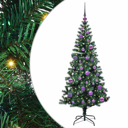 vidaXL Artificial Pre-lit Christmas Tree Green 150 cm PVC and Metal - 49896