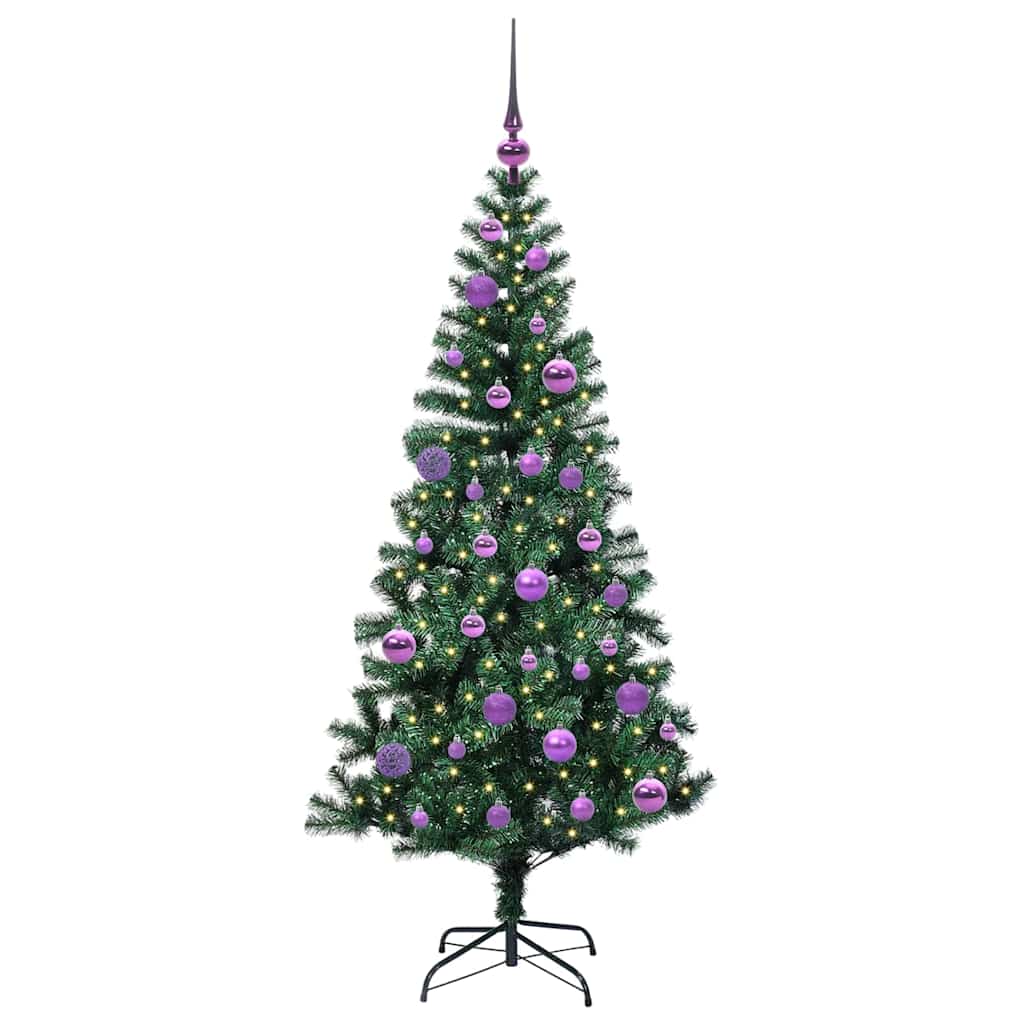 vidaXL Artificial Pre-lit Christmas Tree Green 150 cm PVC and Metal - 49896