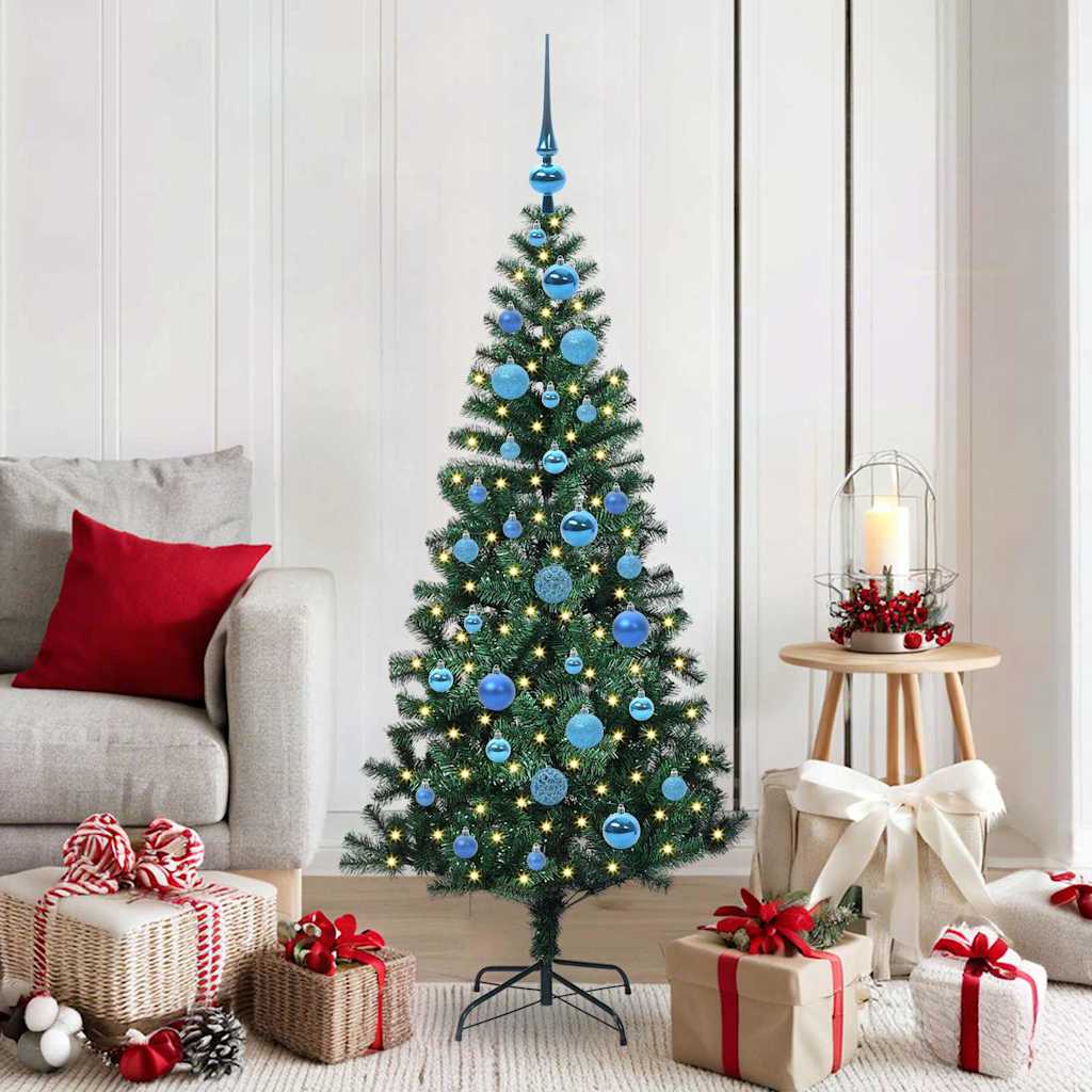 vidaXL Artificial Pre-lit Christmas Tree Green 150 cm PVC and Metal - 49907