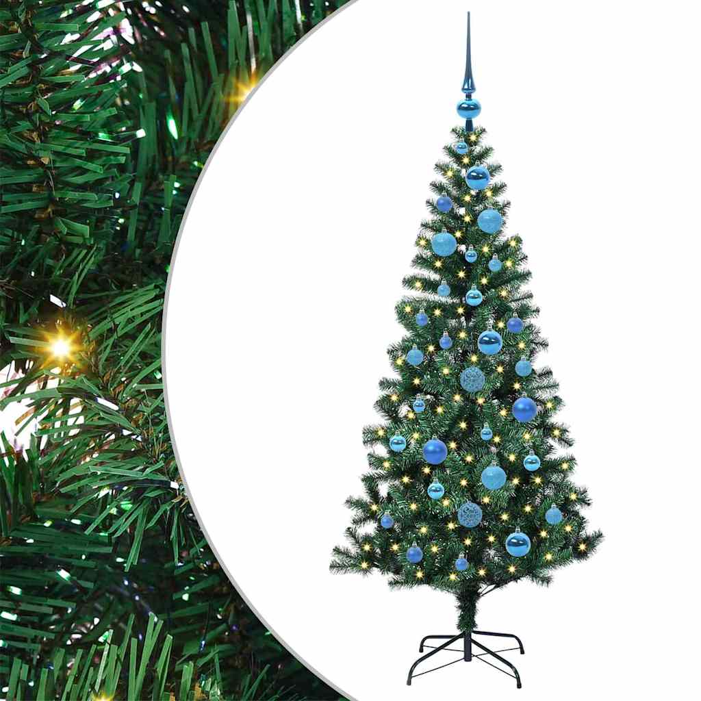vidaXL Artificial Pre-lit Christmas Tree Green 150 cm PVC and Metal - 49907