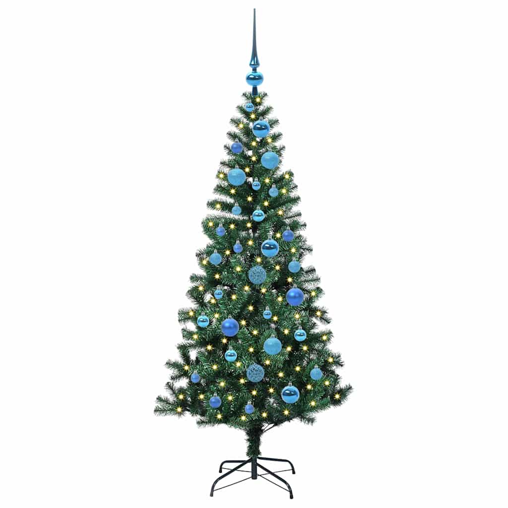vidaXL Artificial Pre-lit Christmas Tree Green 150 cm PVC and Metal - 49907
