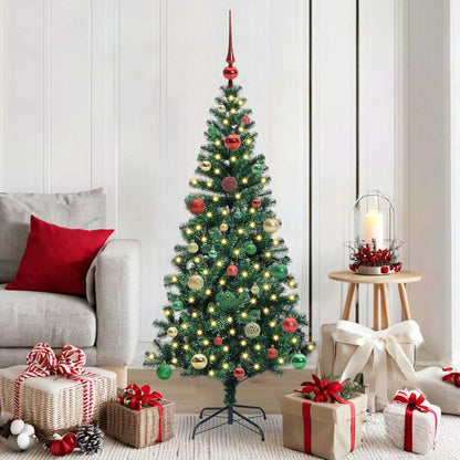 vidaXL Artificial Pre-lit Christmas Tree Green 150 cm PVC and Metal - 49920