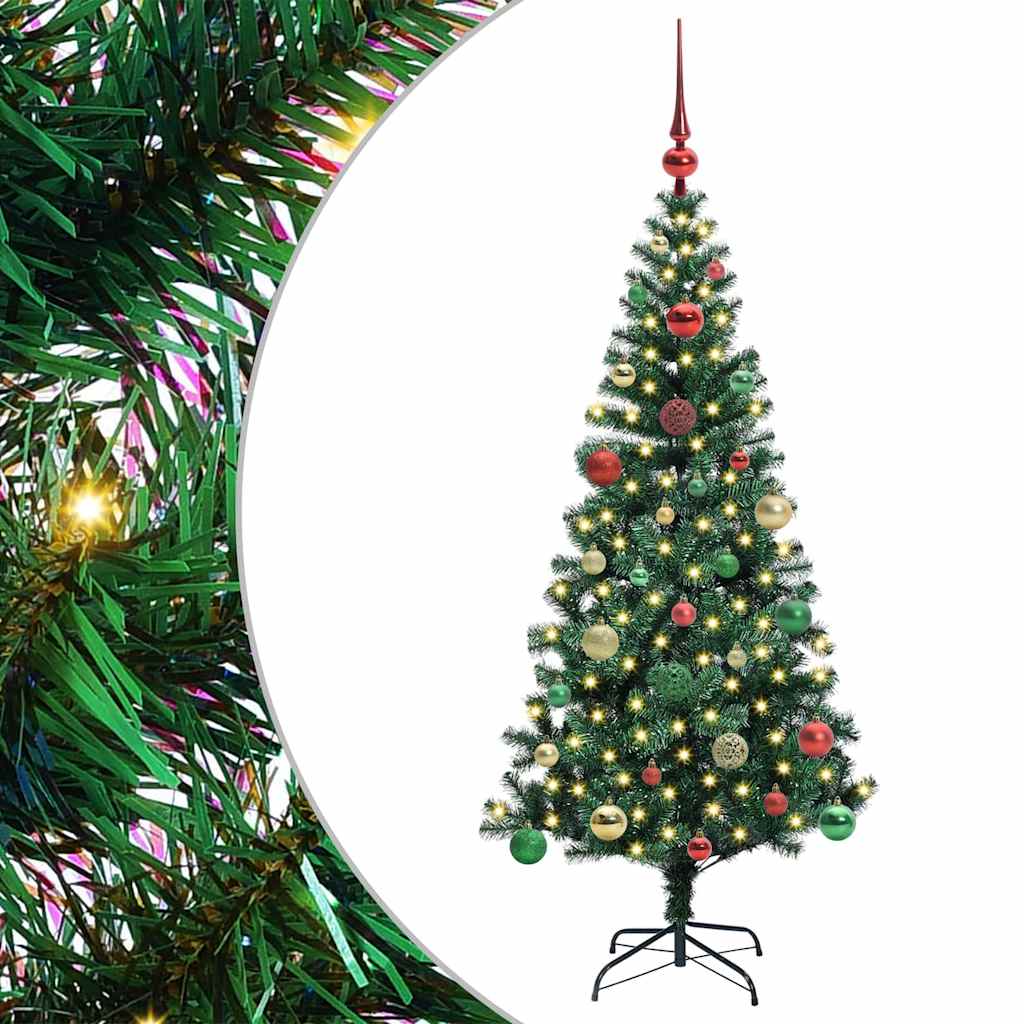 vidaXL Artificial Pre-lit Christmas Tree Green 150 cm PVC and Metal - 49920