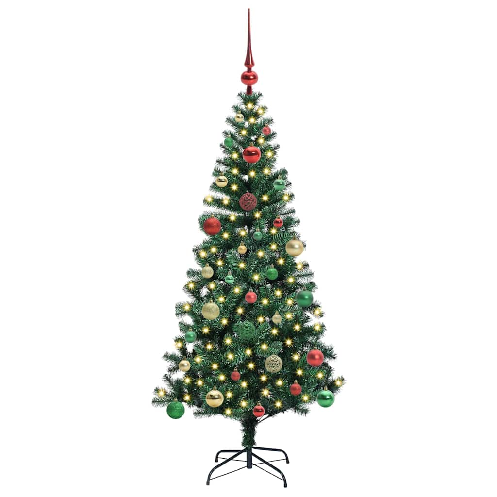 vidaXL Artificial Pre-lit Christmas Tree Green 150 cm PVC and Metal - 49920