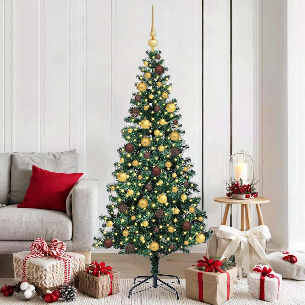 vidaXL Artificial Pre-lit Christmas Tree Green 180 cm PVC and Metal - 49946
