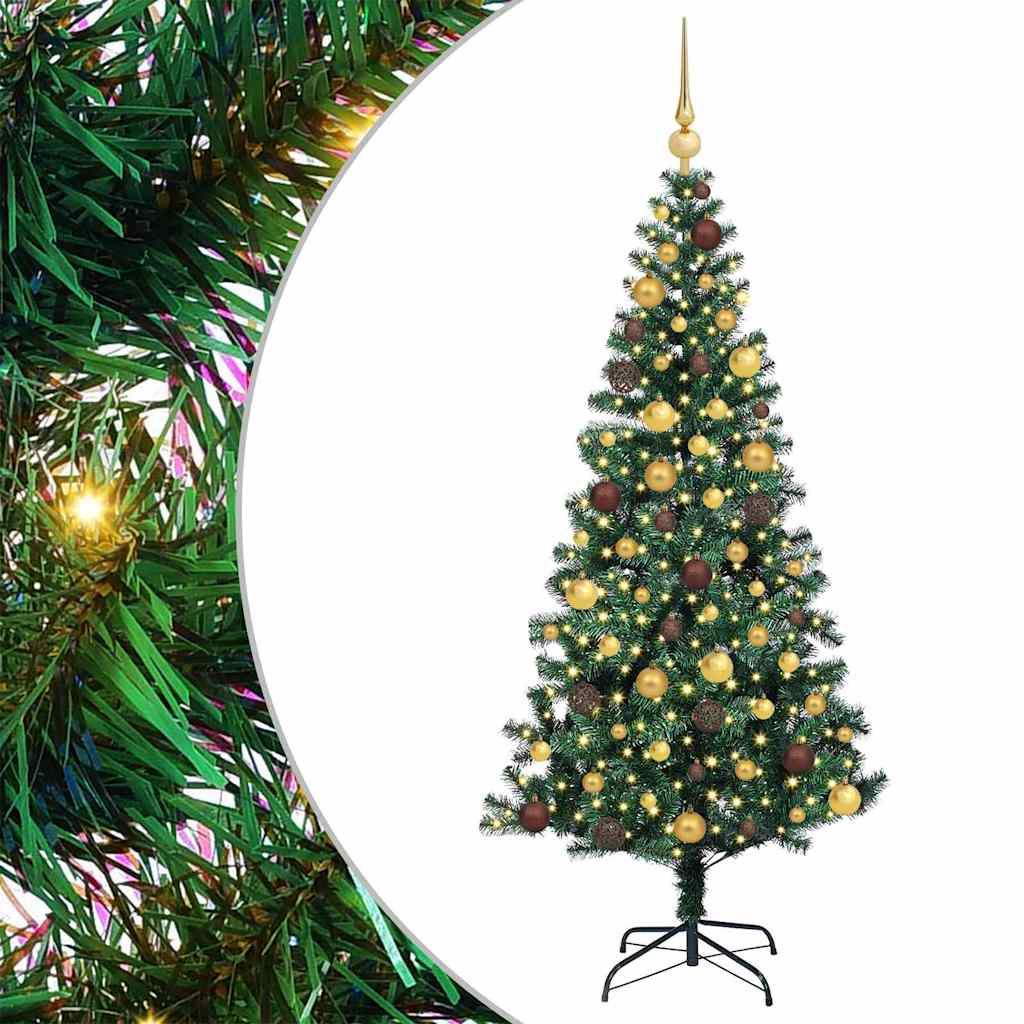 vidaXL Artificial Pre-lit Christmas Tree Green 180 cm PVC and Metal - 49946