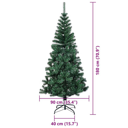 vidaXL Artificial Pre-lit Christmas Tree Green 180 cm PVC and Metal - 49946