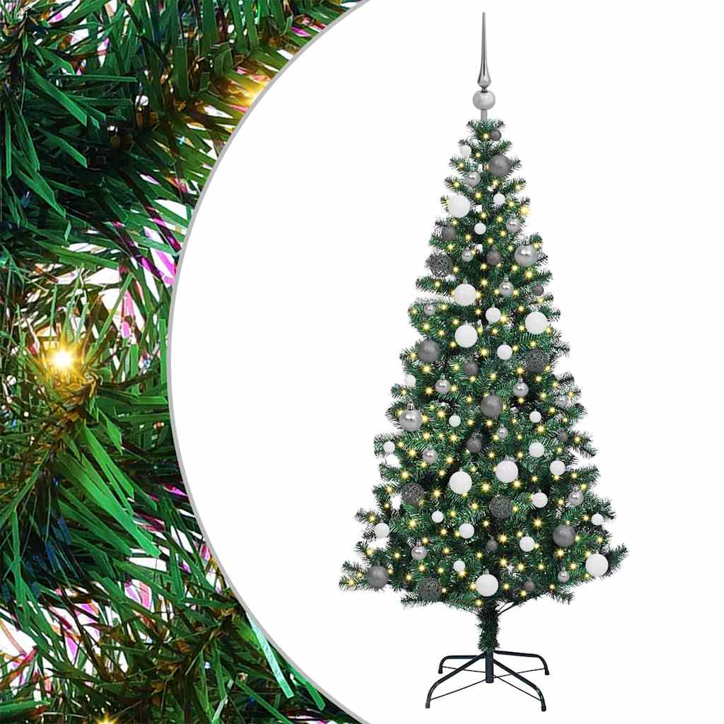 vidaXL Artificial Pre-lit Christmas Tree Green 180 cm PVC and Metal - 49959