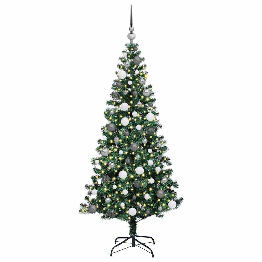 vidaXL Artificial Pre-lit Christmas Tree Green 180 cm PVC and Metal - 49959