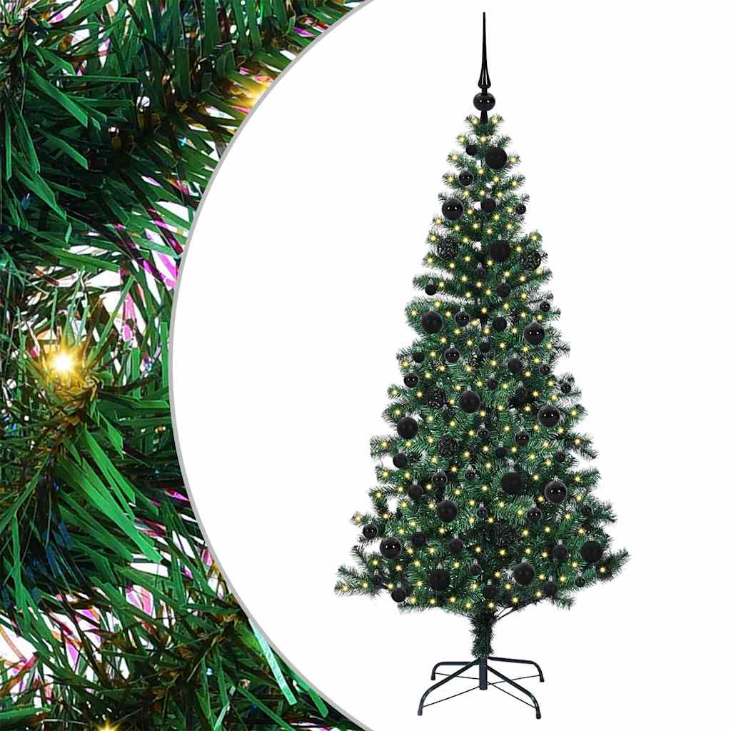 vidaXL Artificial Pre-lit Christmas Tree Green 180 cm PVC and Metal - 49963