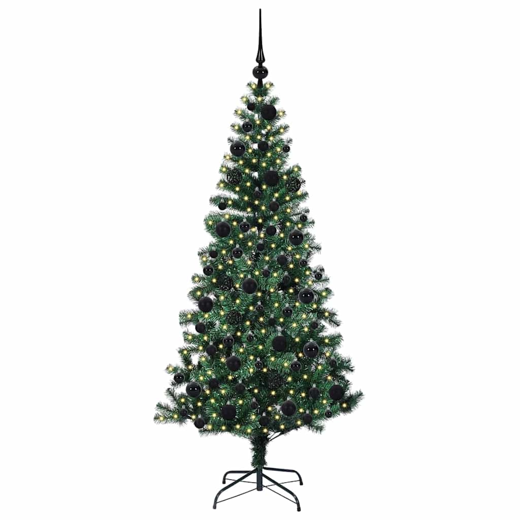 vidaXL Artificial Pre-lit Christmas Tree Green 180 cm PVC and Metal - 49963