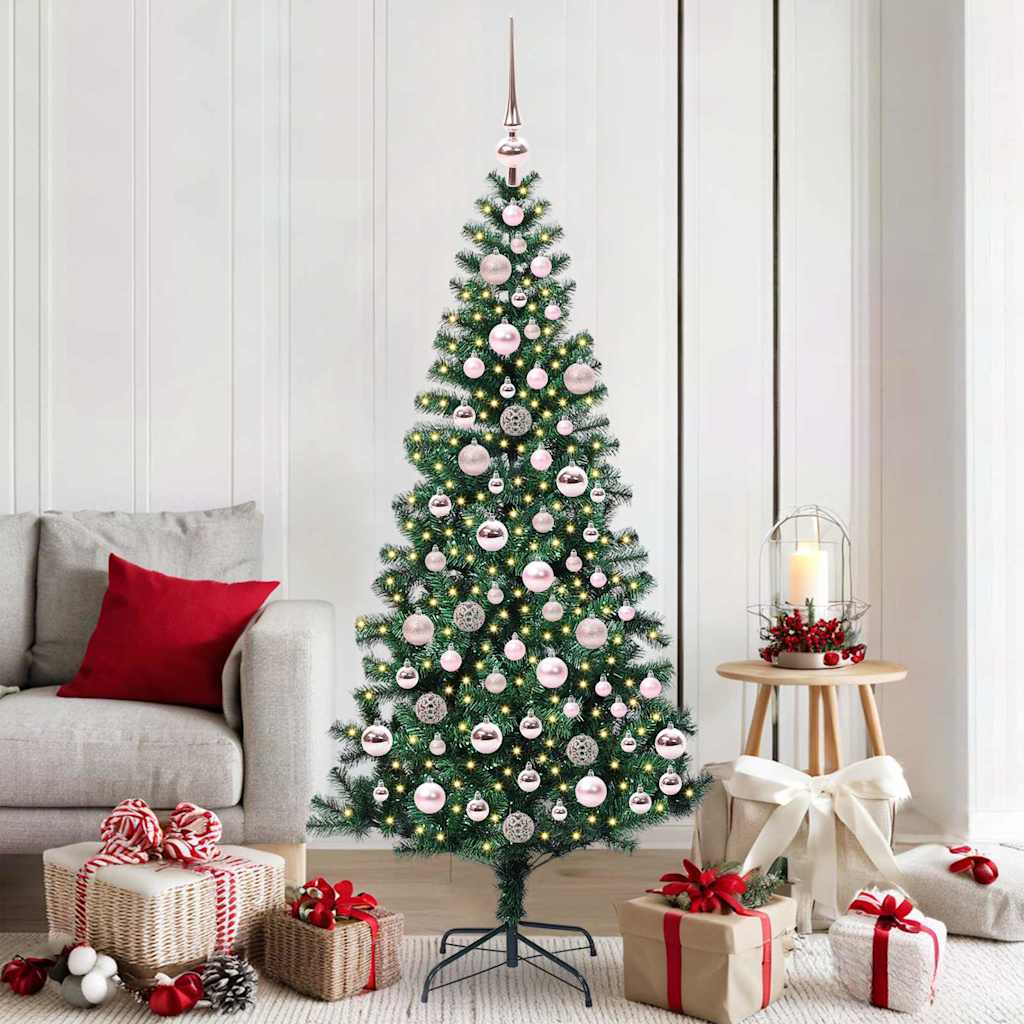vidaXL Artificial Pre-lit Christmas Tree Green 180 cm PVC and Metal - 49972
