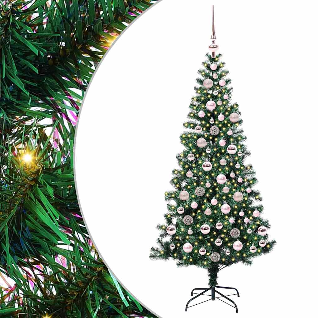 vidaXL Artificial Pre-lit Christmas Tree Green 180 cm PVC and Metal - 49972