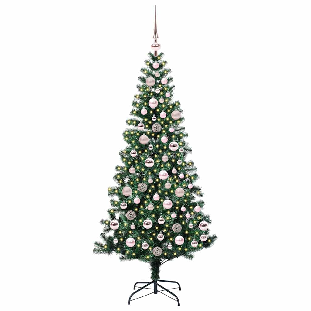 vidaXL Artificial Pre-lit Christmas Tree Green 180 cm PVC and Metal - 49972