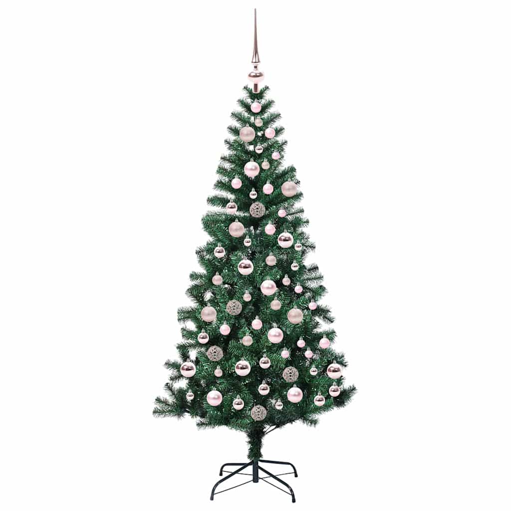 vidaXL Artificial Pre-lit Christmas Tree Green 180 cm PVC and Metal - 49972