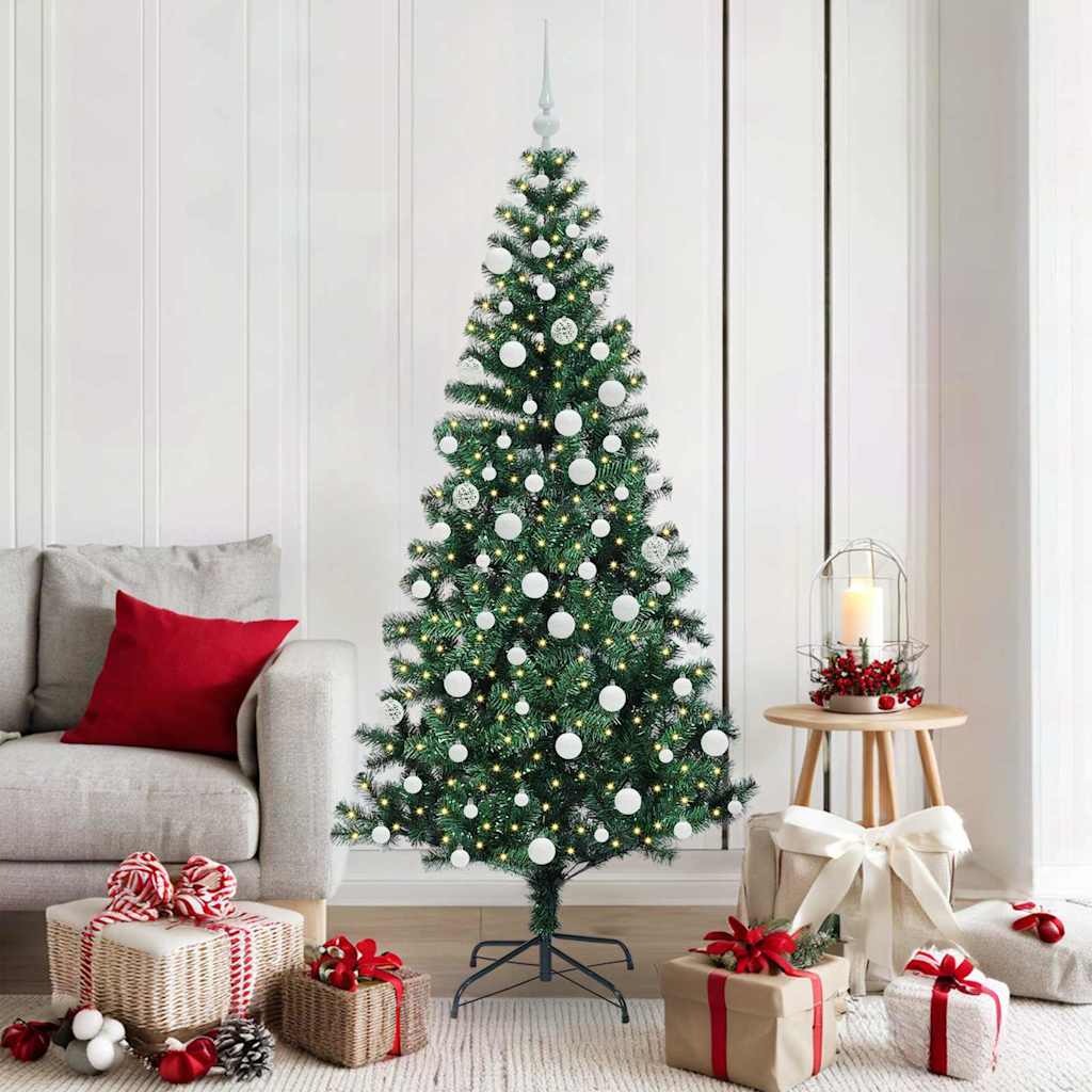vidaXL Artificial Pre-lit Christmas Tree Green 180 cm PVC and Metal - 49975