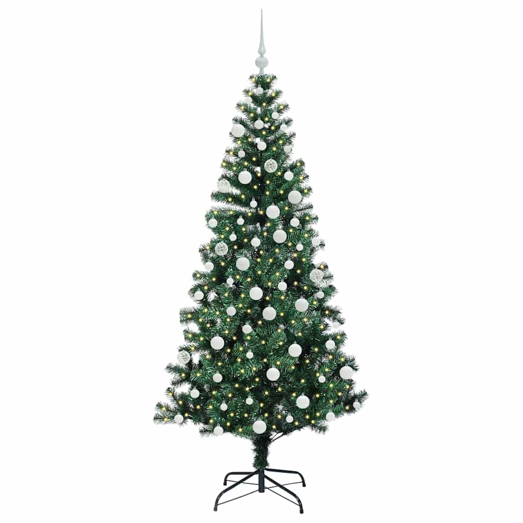 vidaXL Artificial Pre-lit Christmas Tree Green 180 cm PVC and Metal - 49975