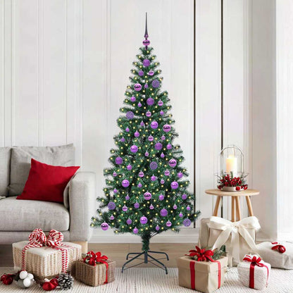vidaXL Artificial Pre-lit Christmas Tree Green 180 cm PVC and Metal - 49982