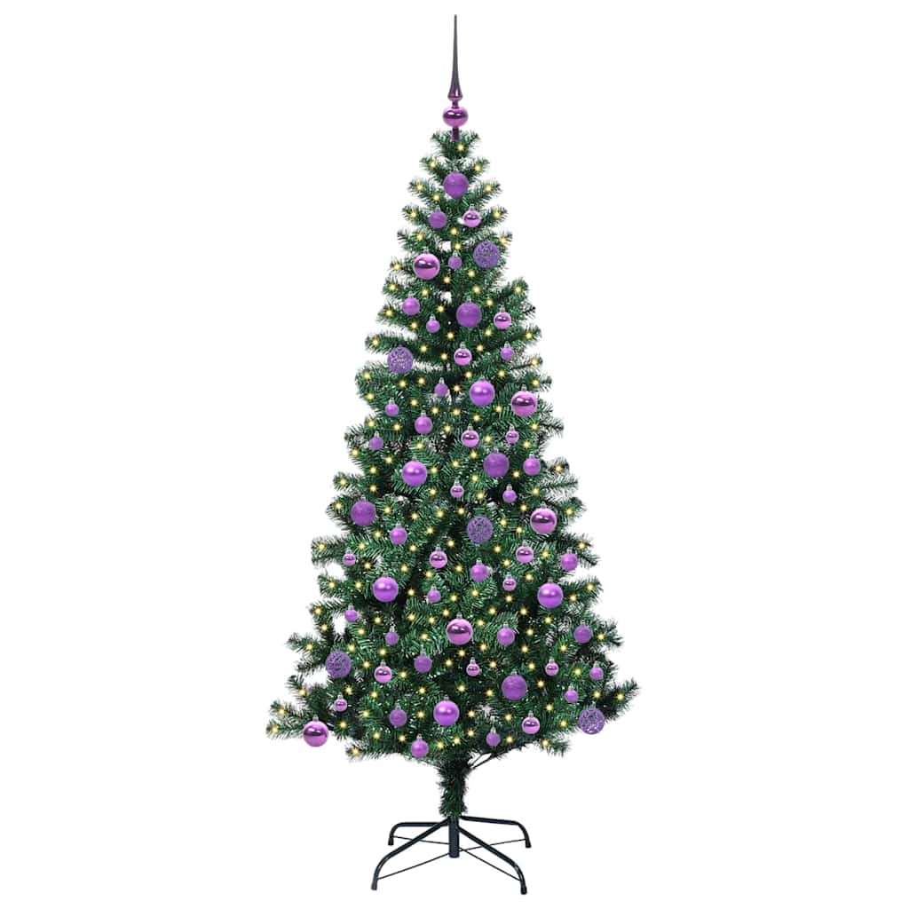 vidaXL Artificial Pre-lit Christmas Tree Green 180 cm PVC and Metal - 49982