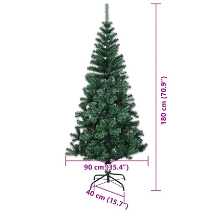 vidaXL Artificial Pre-lit Christmas Tree Green 180 cm PVC and Metal - 49982