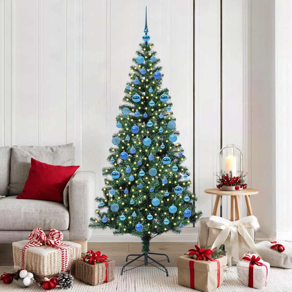 vidaXL Artificial Pre-lit Christmas Tree Green 180 cm PVC and Metal - 49989