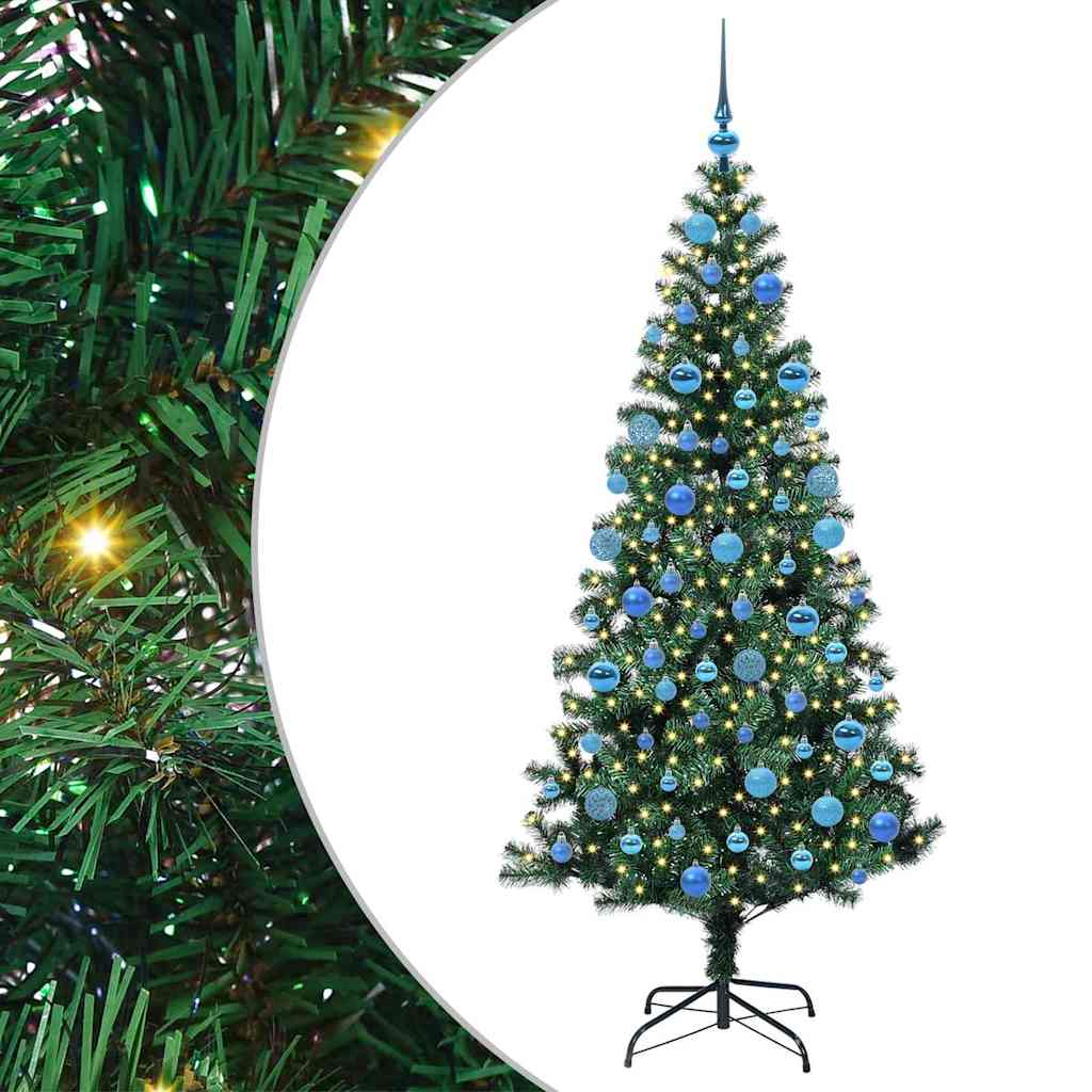 vidaXL Artificial Pre-lit Christmas Tree Green 180 cm PVC and Metal - 49989