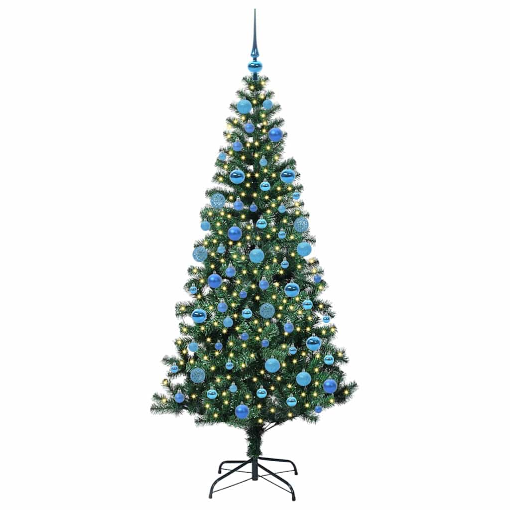 vidaXL Artificial Pre-lit Christmas Tree Green 180 cm PVC and Metal - 49989
