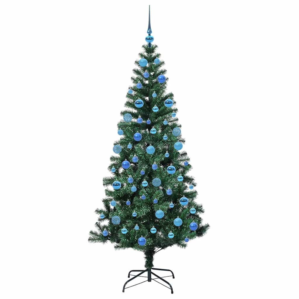vidaXL Artificial Pre-lit Christmas Tree Green 180 cm PVC and Metal - 49989