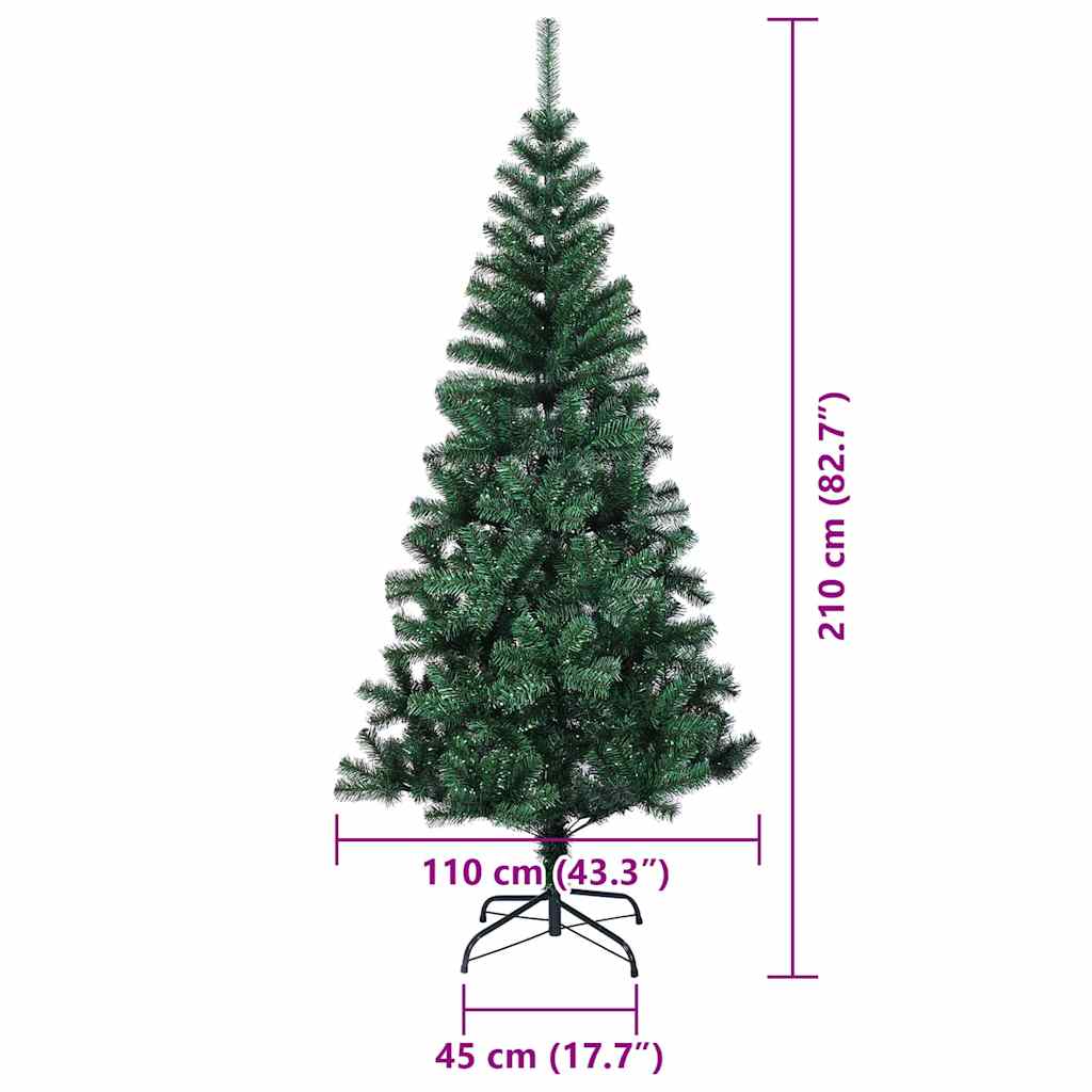 vidaXL Artificial Pre-lit Christmas Tree Green 210 cm PVC and Metal