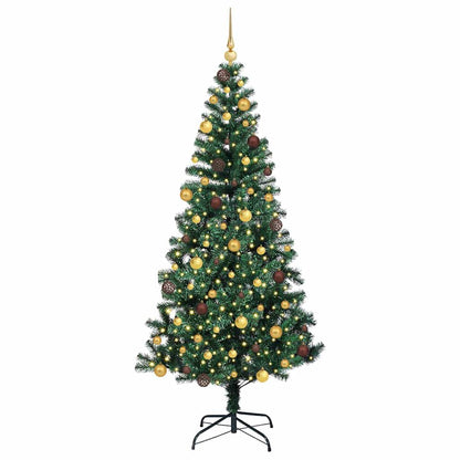 vidaXL Artificial Pre-lit Christmas Tree Green 210 cm PVC and Metal - 50007