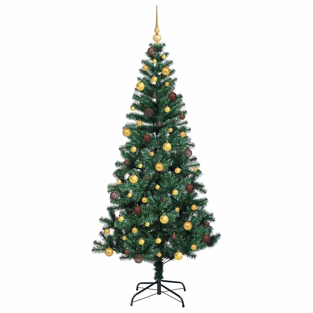 vidaXL Artificial Pre-lit Christmas Tree Green 210 cm PVC and Metal - 50007