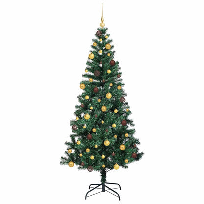 vidaXL Artificial Pre-lit Christmas Tree Green 210 cm PVC and Metal - 50007