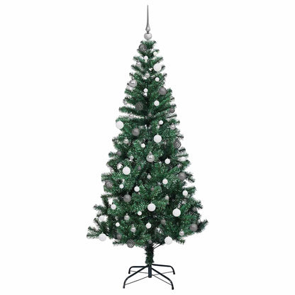 vidaXL Artificial Pre-lit Christmas Tree Green 210 cm PVC and Metal - 50016