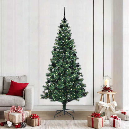 vidaXL Artificial Pre-lit Christmas Tree Green 210 cm PVC and Metal - 50027