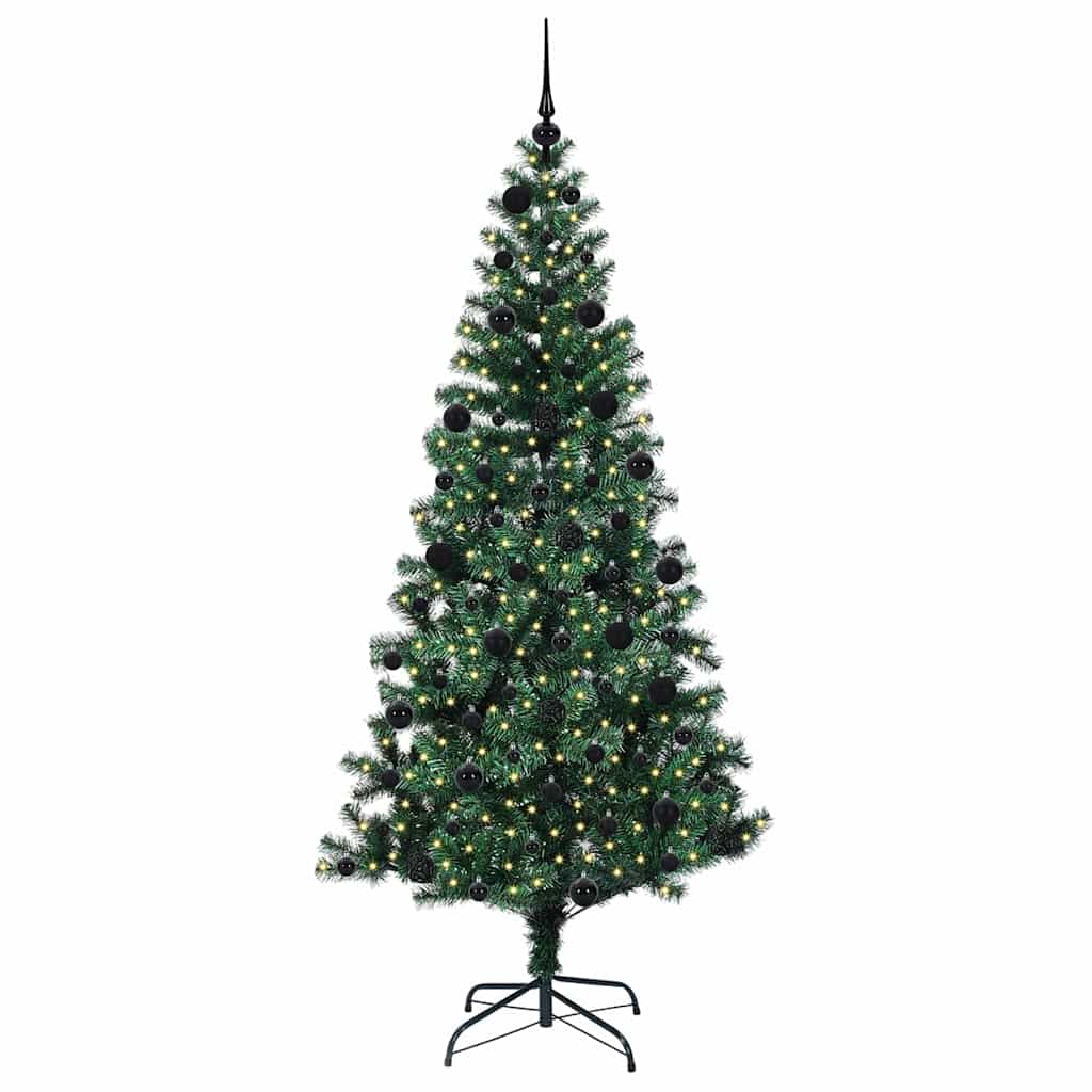 vidaXL Artificial Pre-lit Christmas Tree Green 210 cm PVC and Metal - 50027